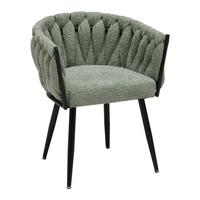 Židle s područkami zelená ženilka - černá/světle zelená, Moderní, kov/dřevo (64/78/55cm) - Premium Living