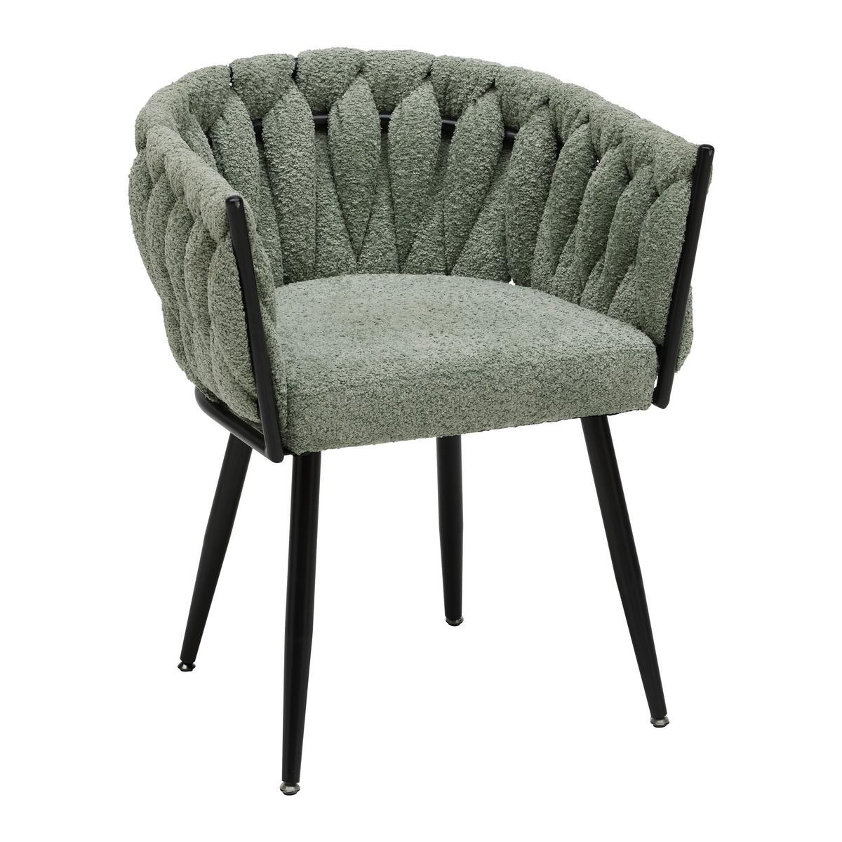 Židle s područkami zelená ženilka - černá/světle zelená, Moderní, kov/dřevo (64/78/55cm) - Premium Living