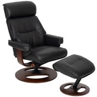 Relaxsessel Calm Schwarz B: 76 cm - Walnussfarben/Schwarz, Basics, Leder/Holz (76/106/90cm) - Livetastic