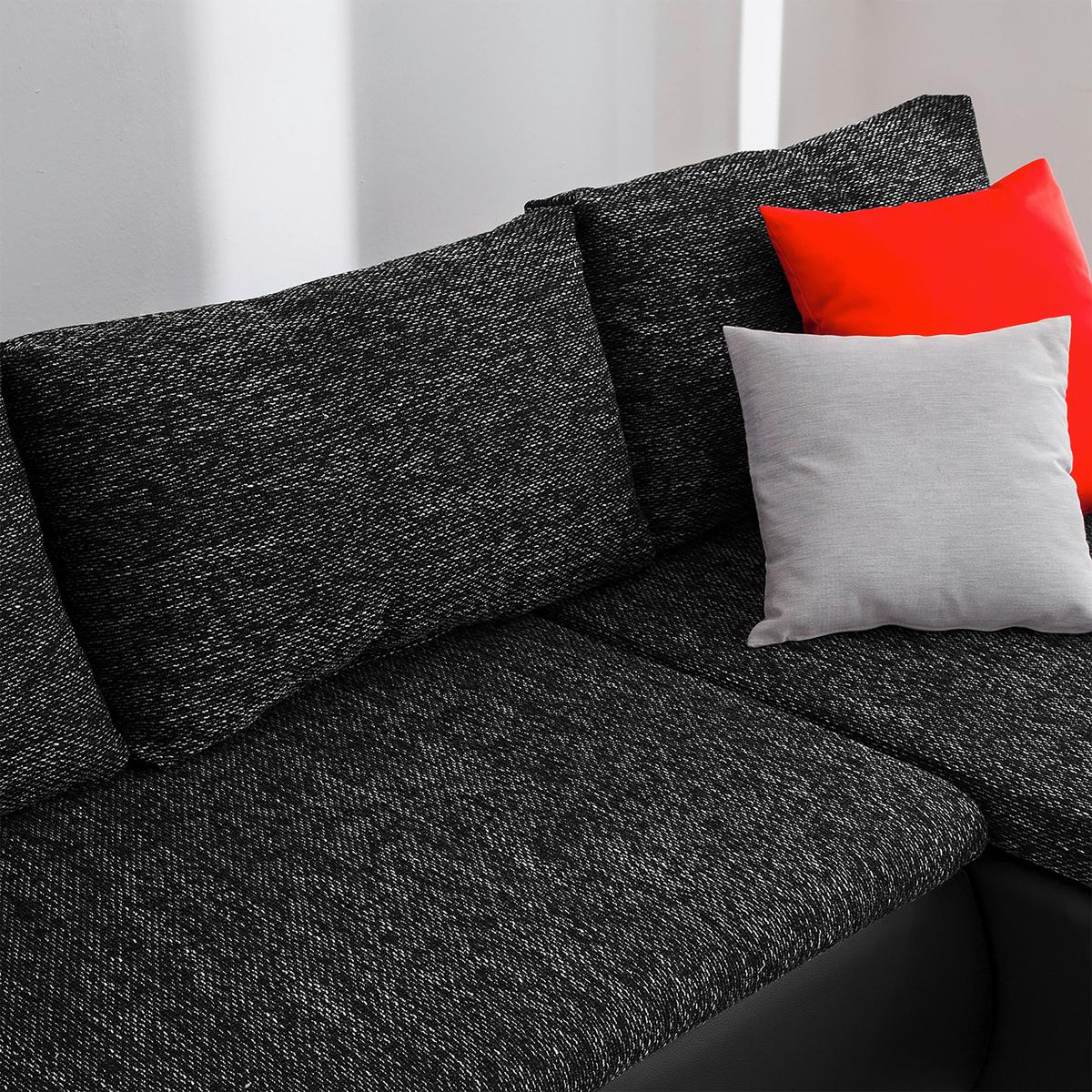 Ecksofa Acra Schwarz S: 266x175 Cm - Chromfarben/Schwarz, Design, Textil (266/175cm) - Livetastic