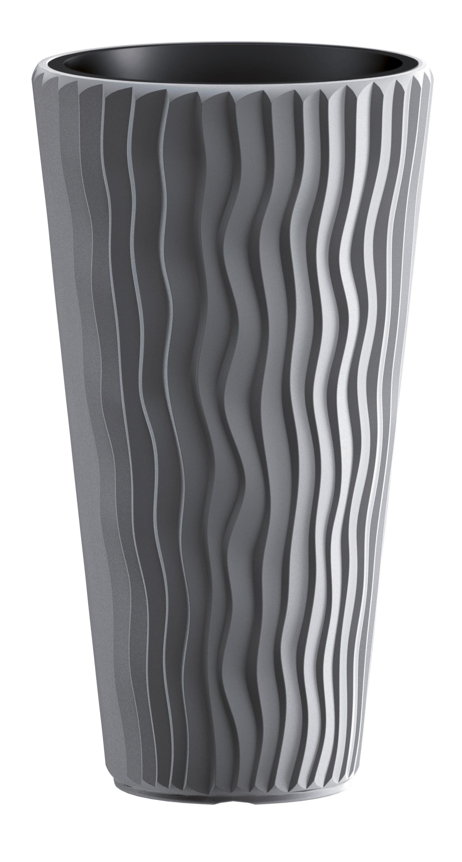 Kaspó Sandy Slim 30cm - szürke, műanyag (30cm)