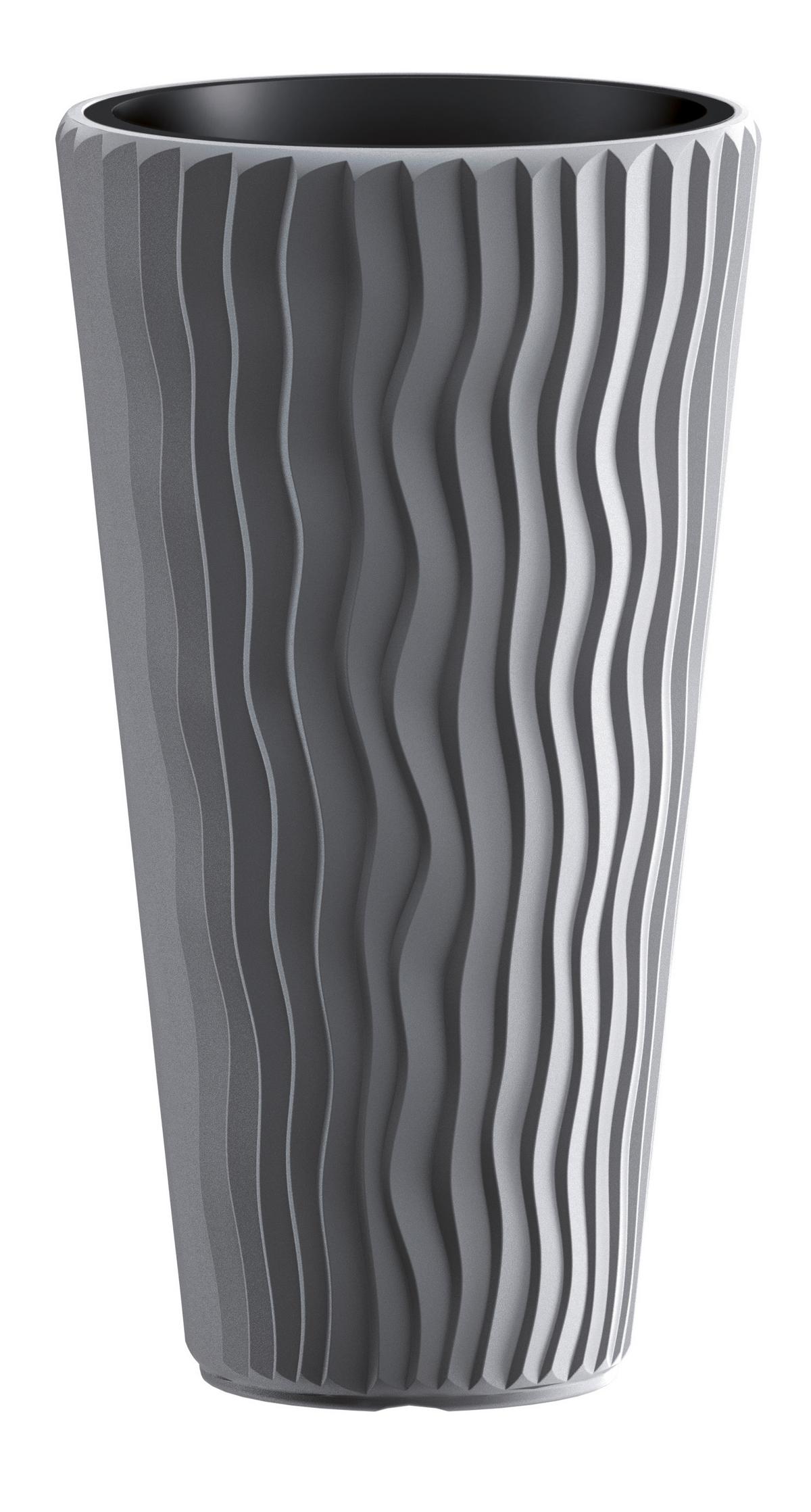 Kaspó Sandy Slim 40cm - szürke, műanyag (40cm)