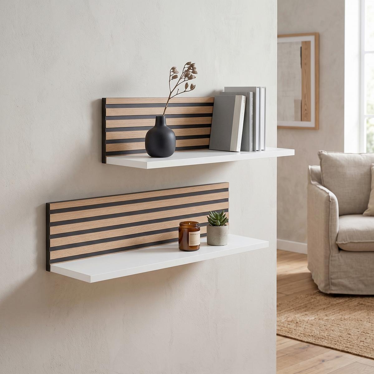WANDBOARD Weiß/Eichefarben B: 60 cm - Eichefarben/Weiß, Design, Holzwerkstoff (60/15,7/17,3cm) - MID.YOU