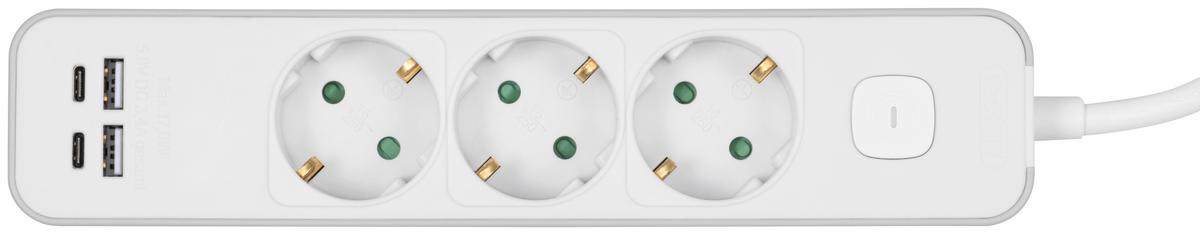 Steckdosenleiste, 250v Cora - Weiß/Grau, Basics, Kunststoff/Metall (24,4/5,2/4,1cm) - Ondega