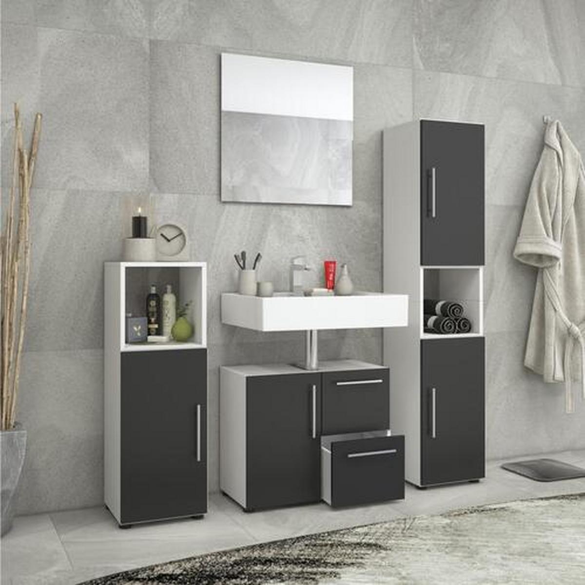 Midischrank Flandu B: 31 Cm Schwarz/weiß - Schwarz/Weiß, KONVENTIONELL, Holzwerkstoff (31/93/30cm) - MID.YOU