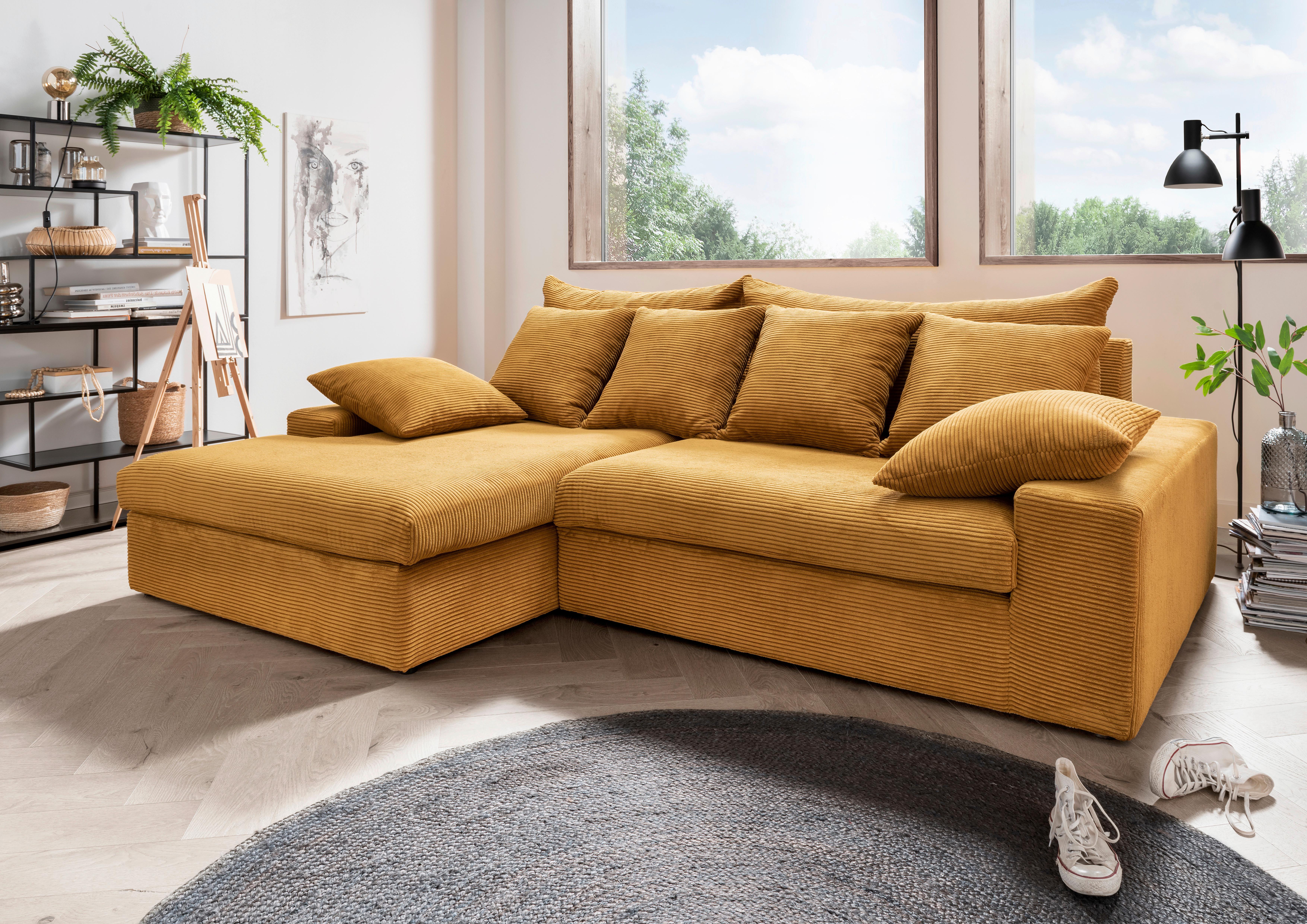Ecksofa Avellino Goldfarben S: 200/278 cm - Goldfarben/Schwarz, MODERN, Textil (200/278cm) - Livetastic