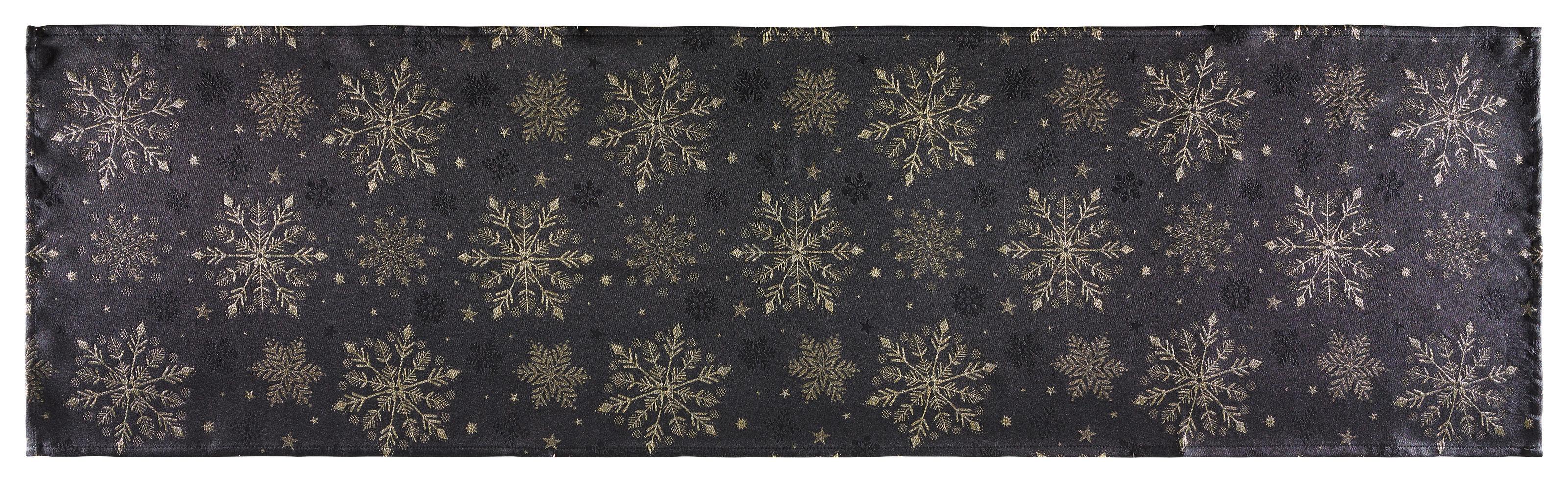Tischläufer Snowy - Goldfarben/Schwarz, ROMANTIK / LANDHAUS, Textil (40/140cm) - James Wood