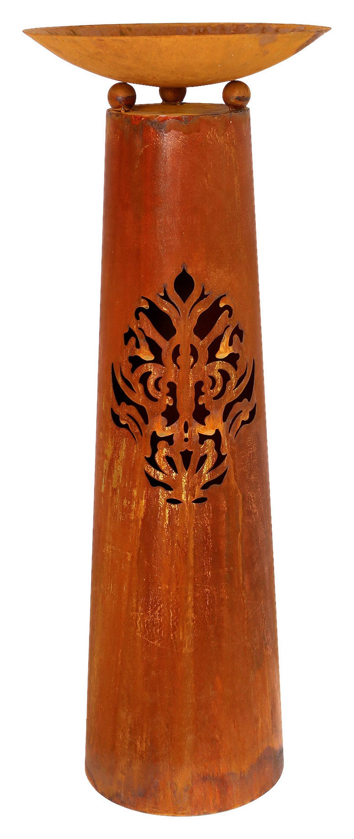 Dekosäule Mit Schale Metall Rostbraun H: 107 Cm - Rostfarben, Basics, Metall (30/107/30cm)