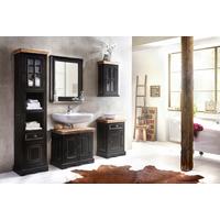 BADEZIMMER Schwarz 5-teilig - Schwarz/Honig, Basics, Holz/Holzwerkstoff - Livetastic