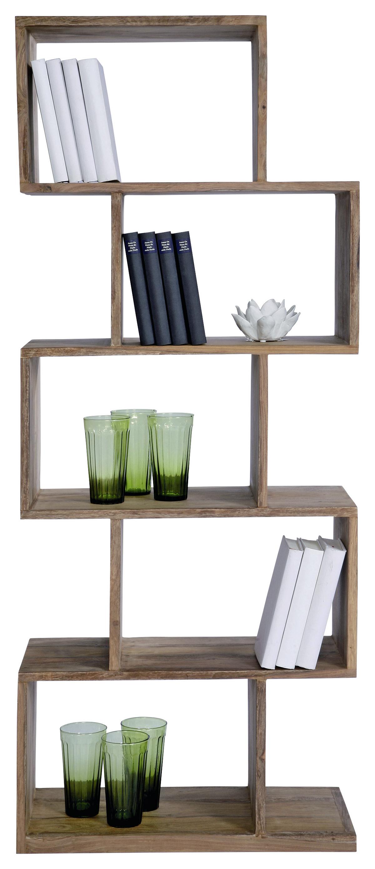 Regal Echtholz Zick Zack B: 60cm Sheeshamfarben - Sheeshamfarben, Design, Holz (60/150/30cm) - Kare-Design