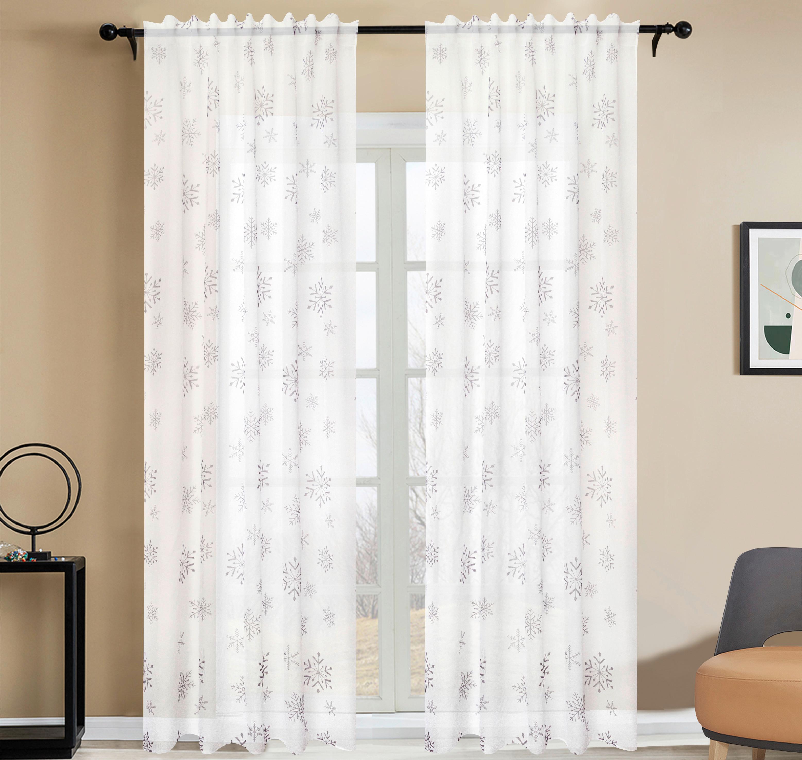 Fertigvorhang Ösen Snowflake 140x245 Cm Silber/weiß - Silberfarben/Weiß, MODERN, Textil (140/245cm) - Luca Bessoni