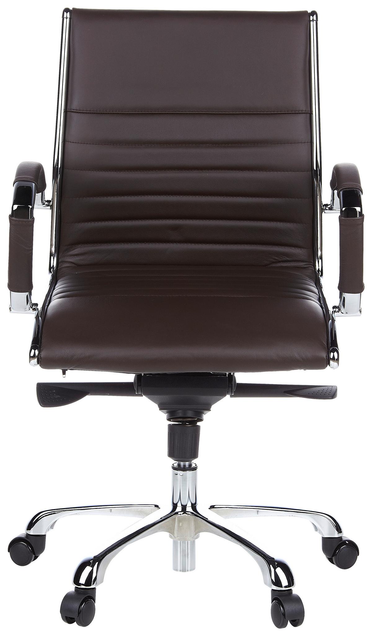 Drehstuhl Parma 10 Dunkelbraun - Chromfarben/Dunkelbraun, MODERN, Leder/Kunststoff (60/111/50cm) - MID.YOU