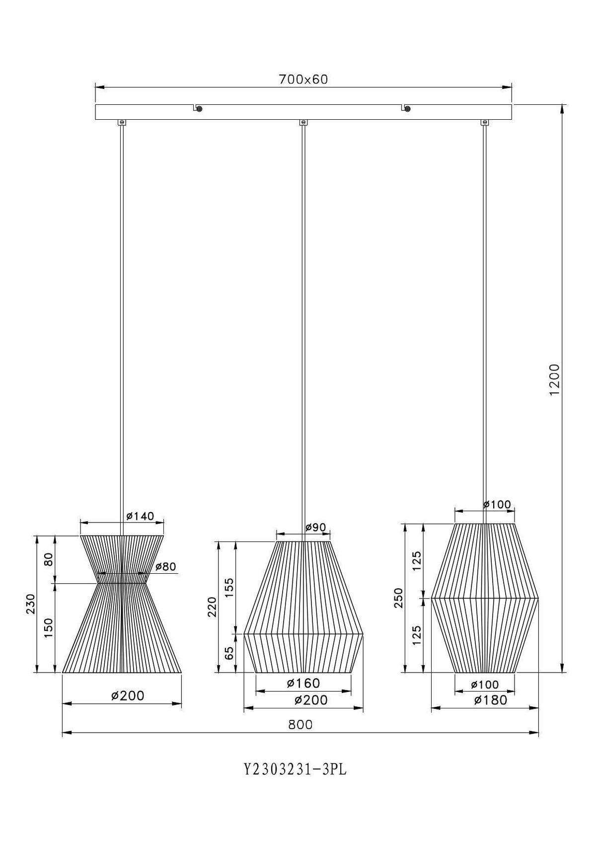 Závesné svietidlo Naturm - černá/přírodní barvy, Konvenční, kov/papír (80/20/120cm) - Modern Living