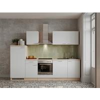 Küchenzeile Economy m. Geräten 280 cm Weiß/Eiche Dekor modern - Eichefarben/Weiß, Basics, Holzwerkstoff (280cm) - Respekta