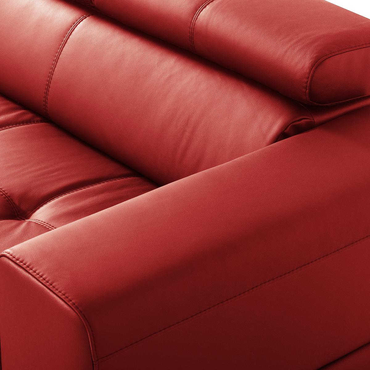 Ecksofa Torino Teilleder Rot 173x247 - Rot/Schwarz, Design, Leder/Textil (173/247cm) - Livetastic