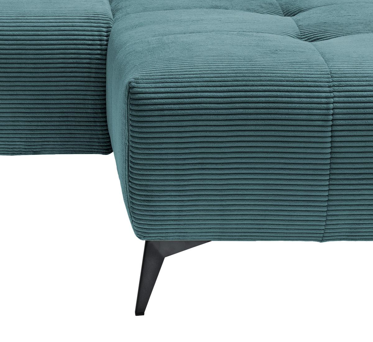 Ecksofa Mit Usb Anschluss Sano, Petrol, S: 258x180 Cm - Petrol/Schwarz, MODERN, Textil (258/180cm) - Livetastic