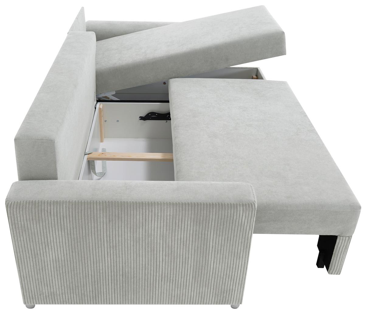 Ecksofa Diever Hellgrau S: 239x141 cm - Chromfarben/Hellgrau, Design, Textil (239/141cm) - Livetastic