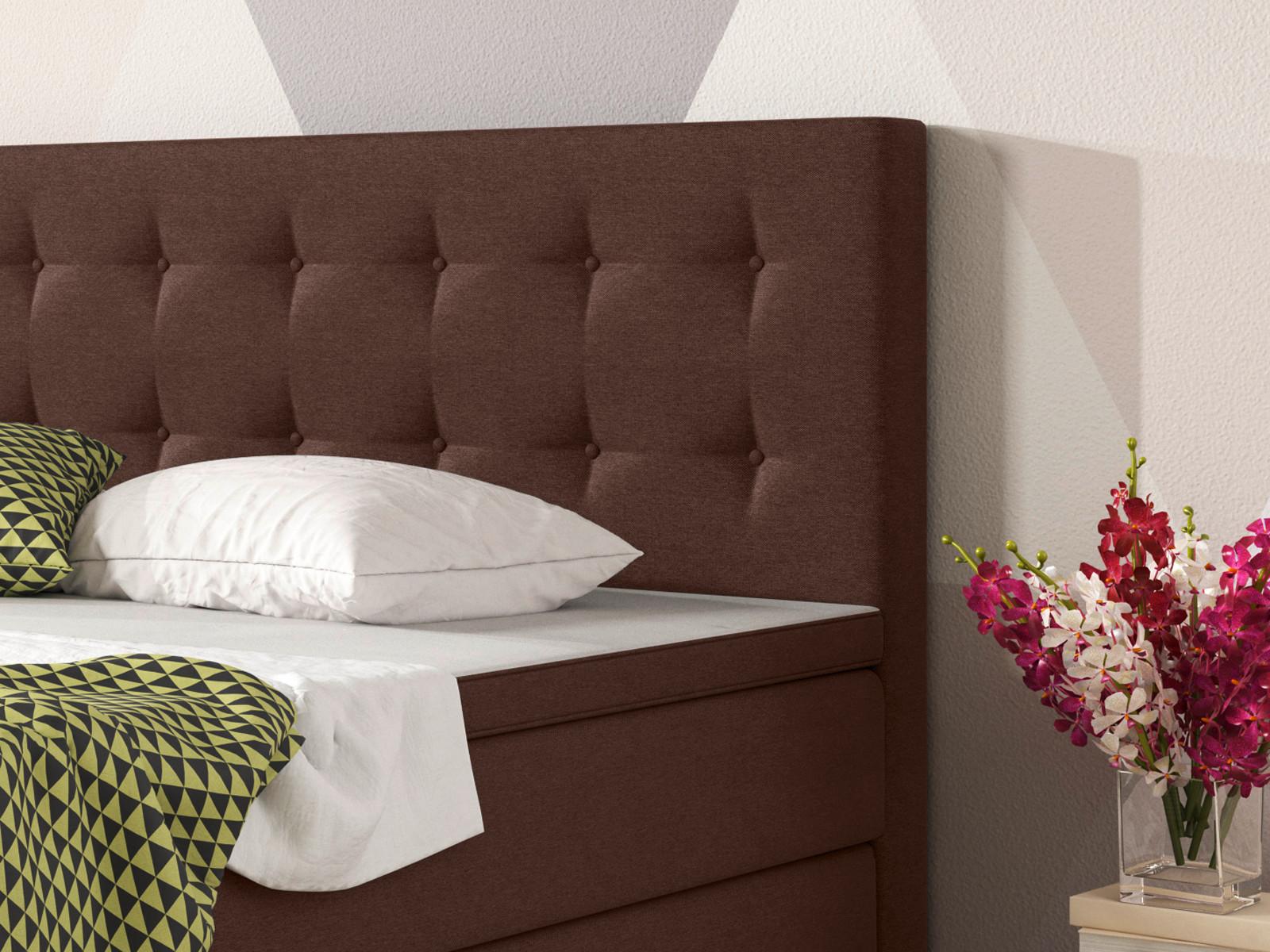 Boxspringbett mit Topper 180x200 cm Köln-Bk - Silberfarben/Braun, KONVENTIONELL, Textil (180/115/210cm) - MID.YOU