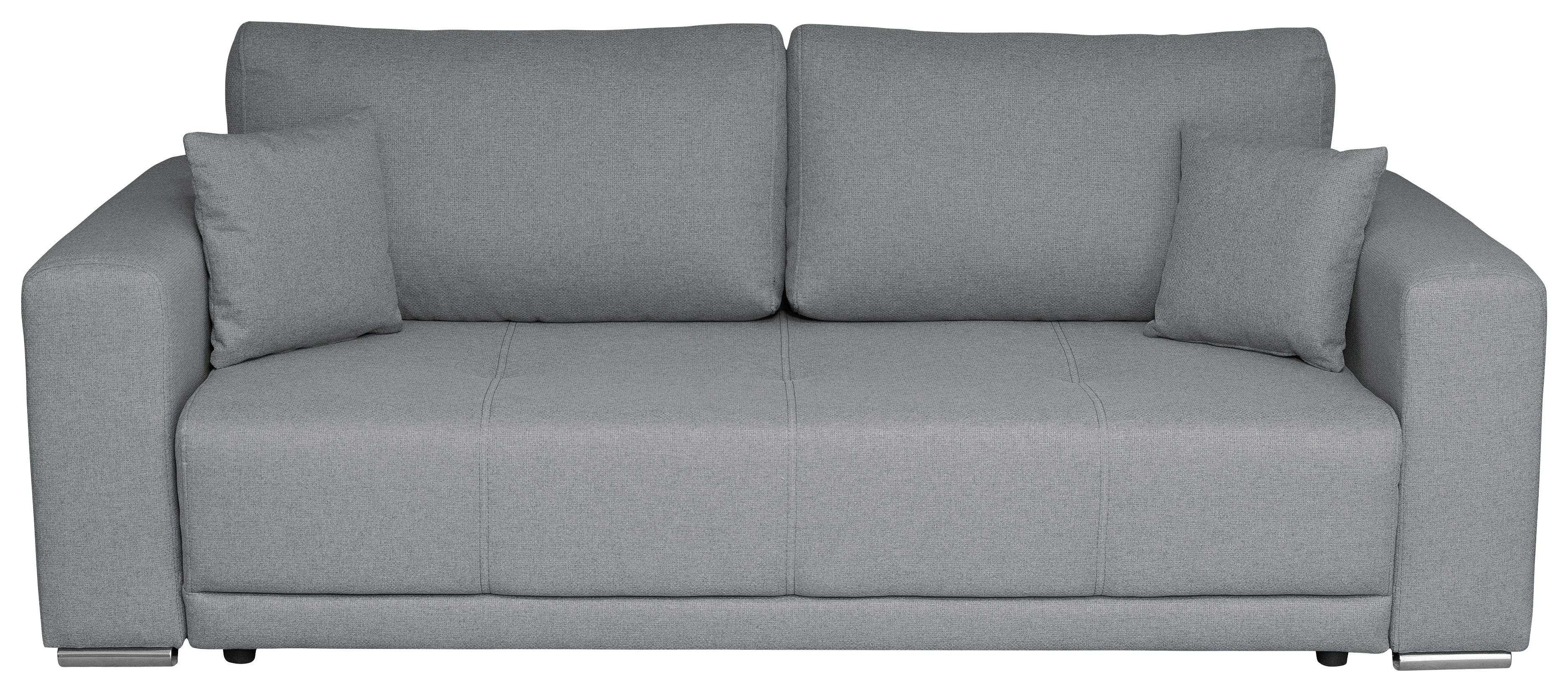 3-Sitzer-Sofa mit Schlaffunktion Berna Grau - Chromfarben/Schwarz, Design, Textil (238/77/108cm) - P & B