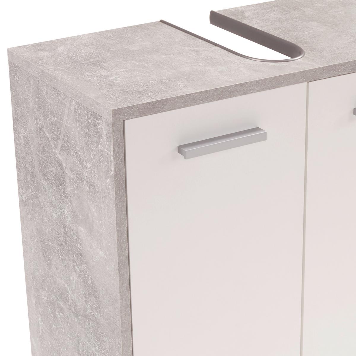 Waschbeckenunterschrank Attack B: 60,4 Cm, Betondekor + Weiß - Hellgrau/Schwarz, MODERN, Holzwerkstoff (60,4/55/28cm)