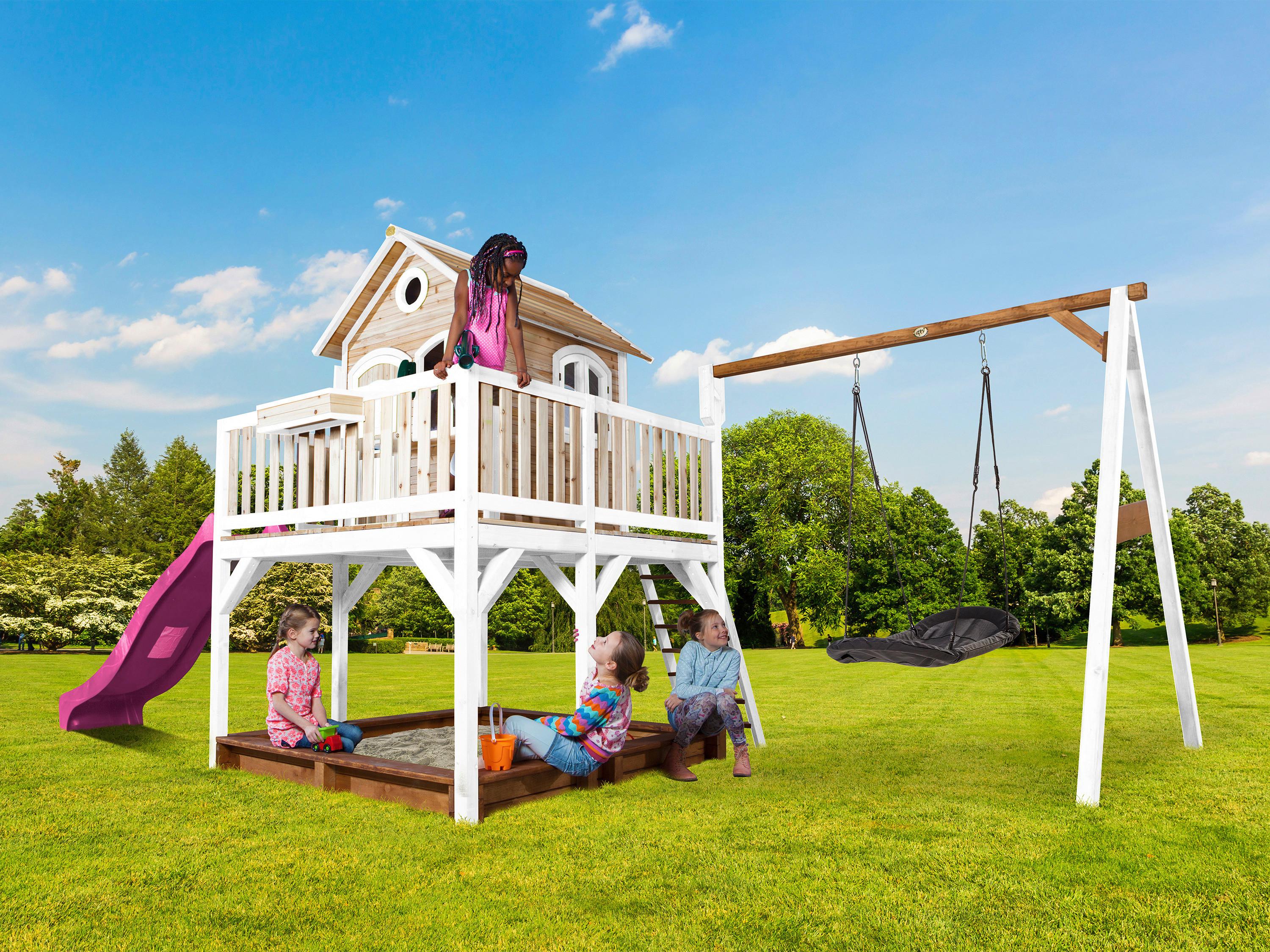 Spielturm A030.158.41 - Lila/Braun, KONVENTIONELL, Holz (613/291/277cm) - Ambia Garden