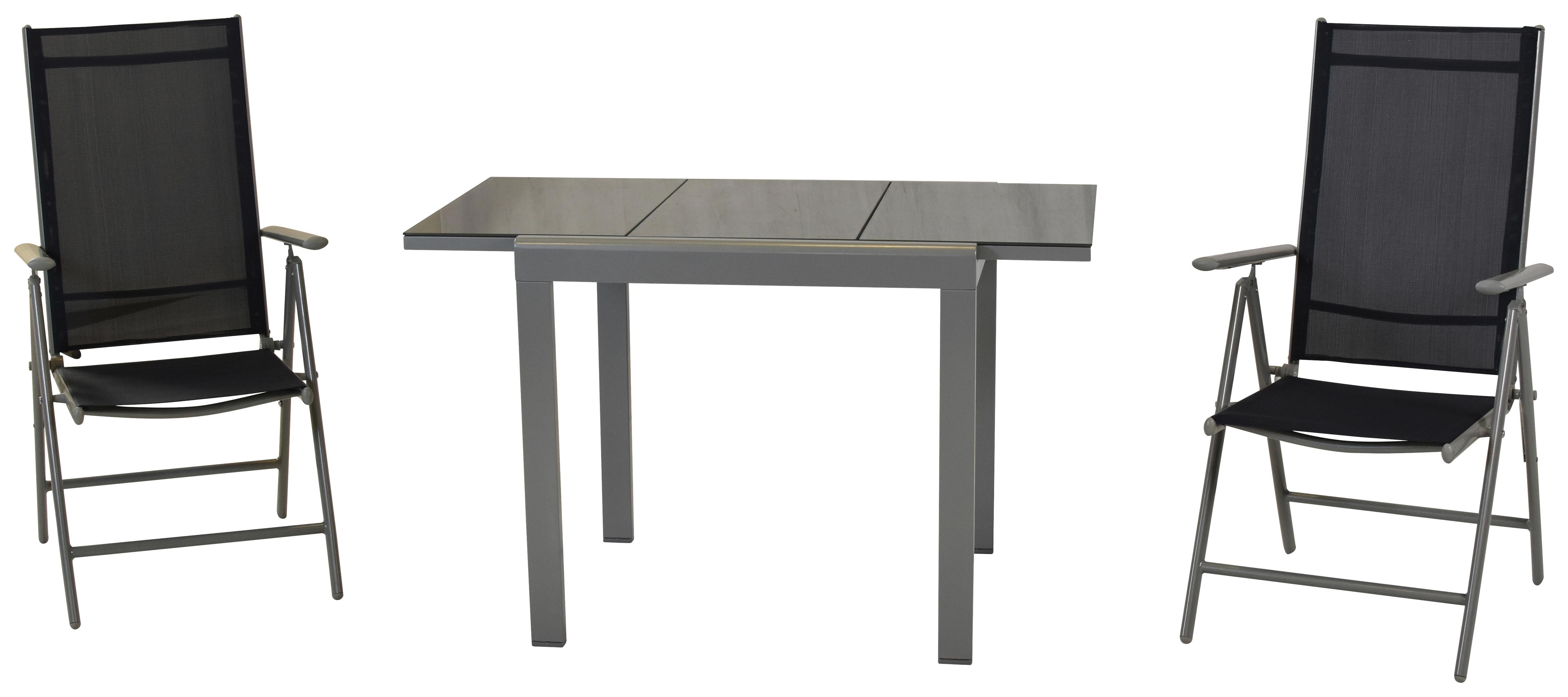 Gartenmöbel Set 3-Tlg. Amalfi aus Aluminium - Blau/Silberfarben, MODERN, Textil/Metall - Gardenson