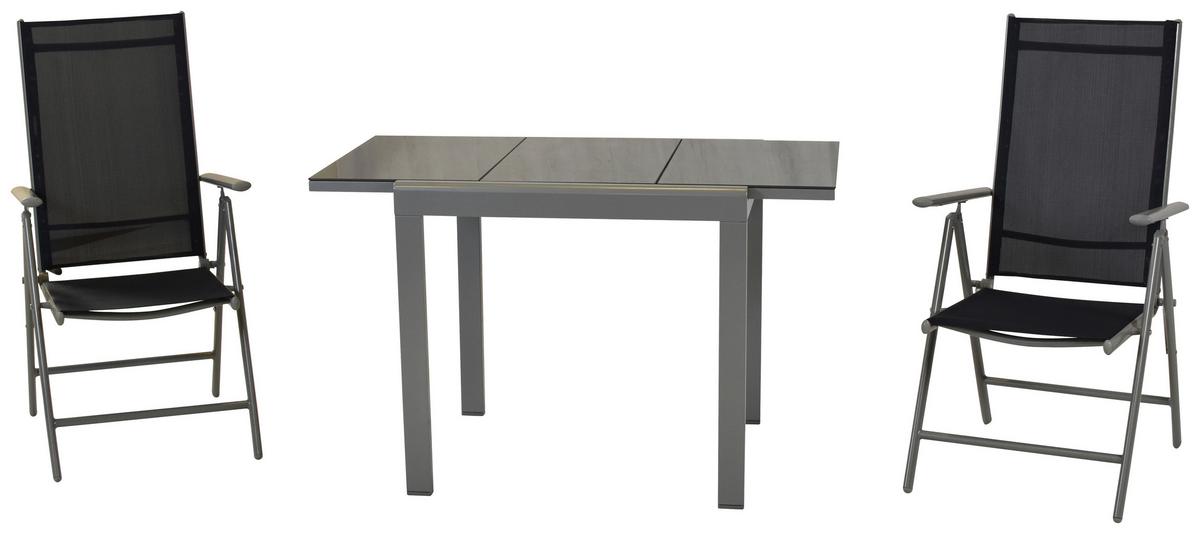 Gartenmöbel Set 3-Tlg. Amalfi aus Aluminium - Blau/Silberfarben, MODERN, Textil/Metall - Gardenson