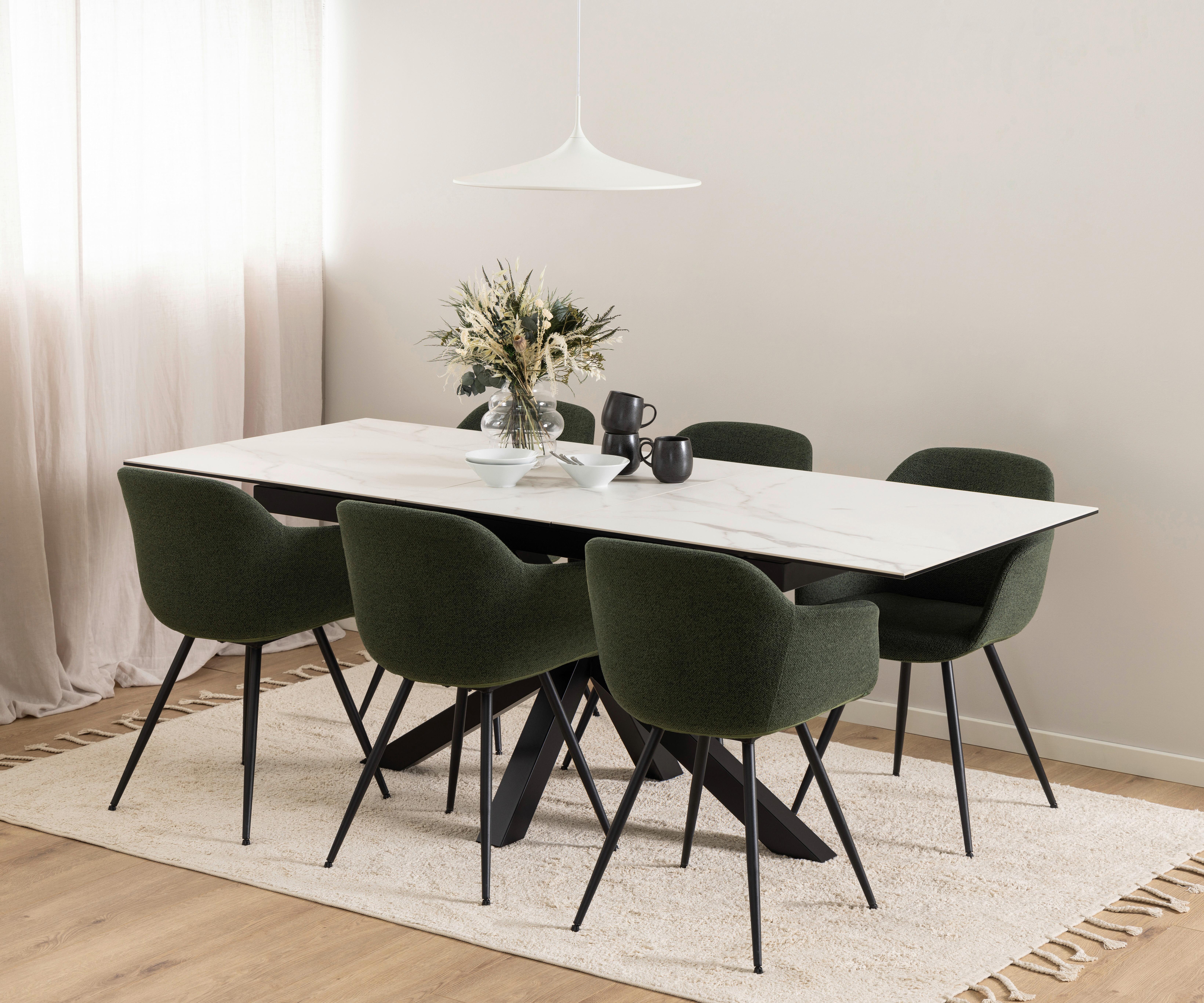 Esstisch ausziehbar Heaven 168-210x90x75,5cm Schwarz/Weiß - Schwarz/Weiß, Trend, Keramik/Metall (168-210/90/75,5cm) - MID.YOU