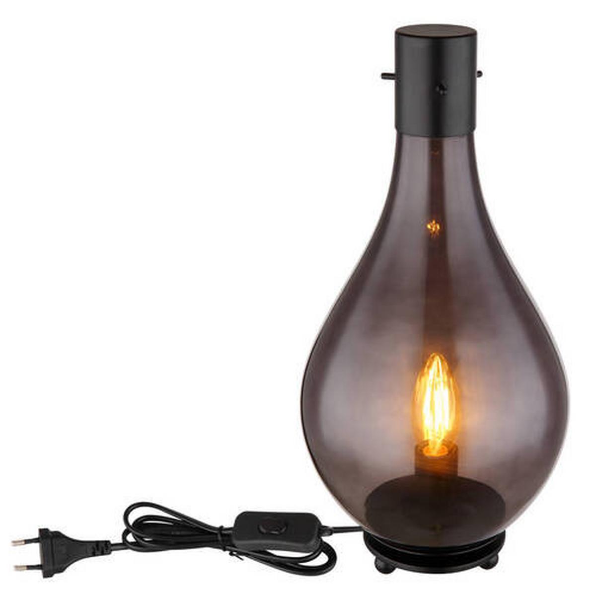 Tischleuchte 15574t - Schwarz, Basics, Glas/Metall (18/35cm) - Globo