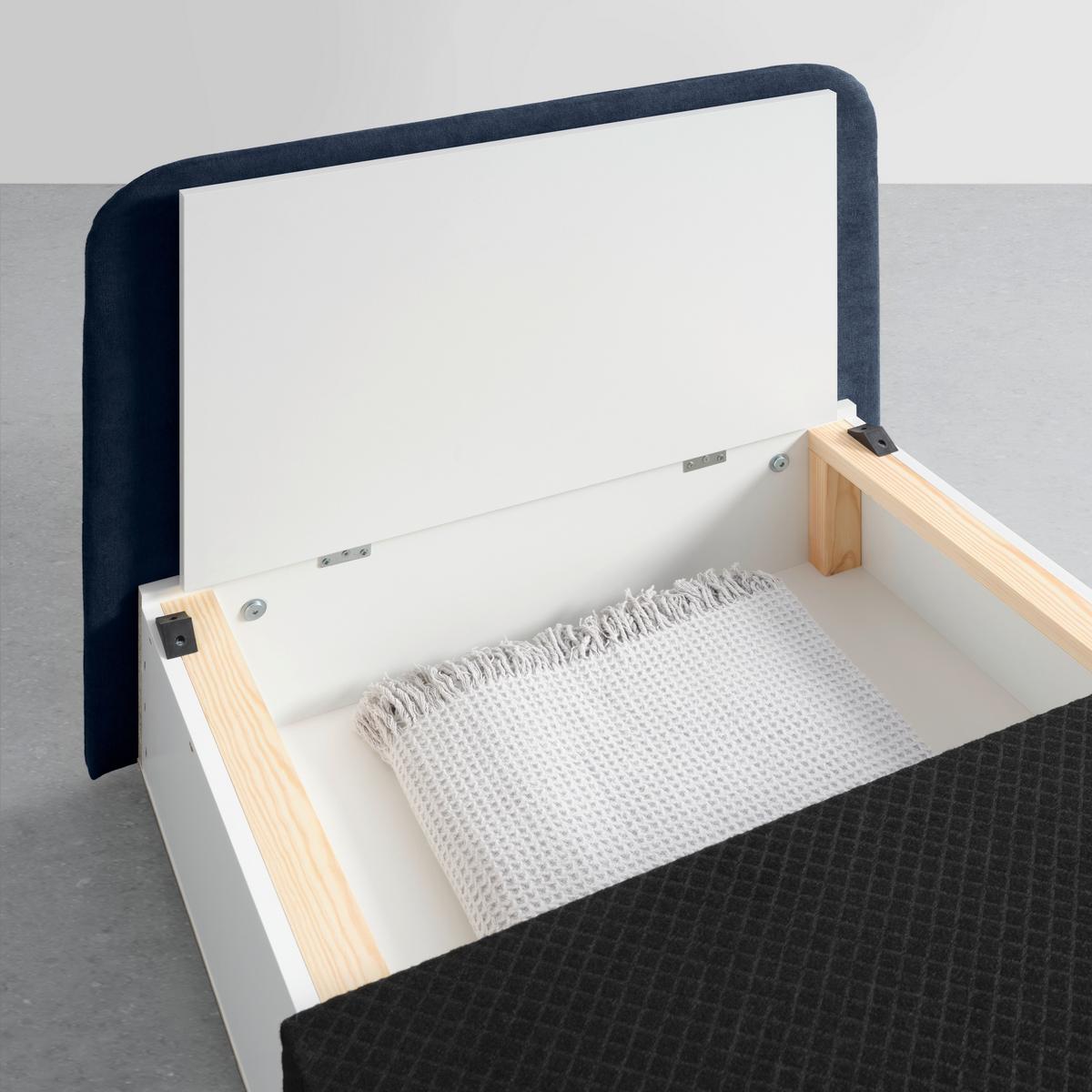 Rozkladacie kreslo MODENA, tmavomodrá - čierna/prírodná farba, textil/plast (89/88/90cm) - Based