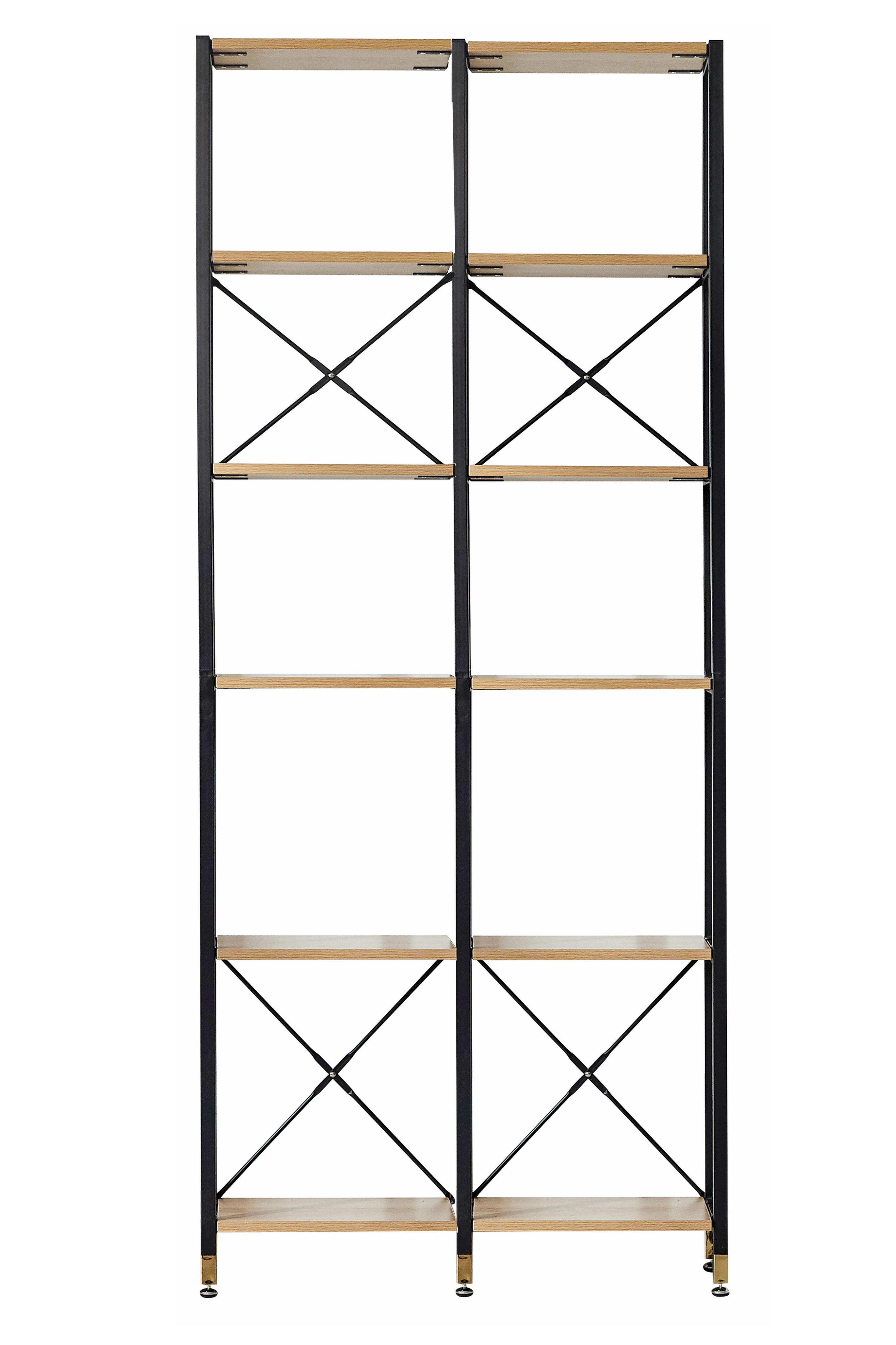 Regal Naturfarben/Schwarz B: 87,5 cm - Schwarz/Naturfarben, Design, Holzwerkstoff/Metall (87,50/210/30cm) - Livetastic