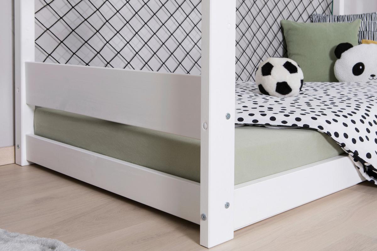 Bodenbett mit Matratze 90x200 cm Weiß - Weiß/Naturfarben, MODERN, Holz/Textil (90/200cm) - MID.YOU