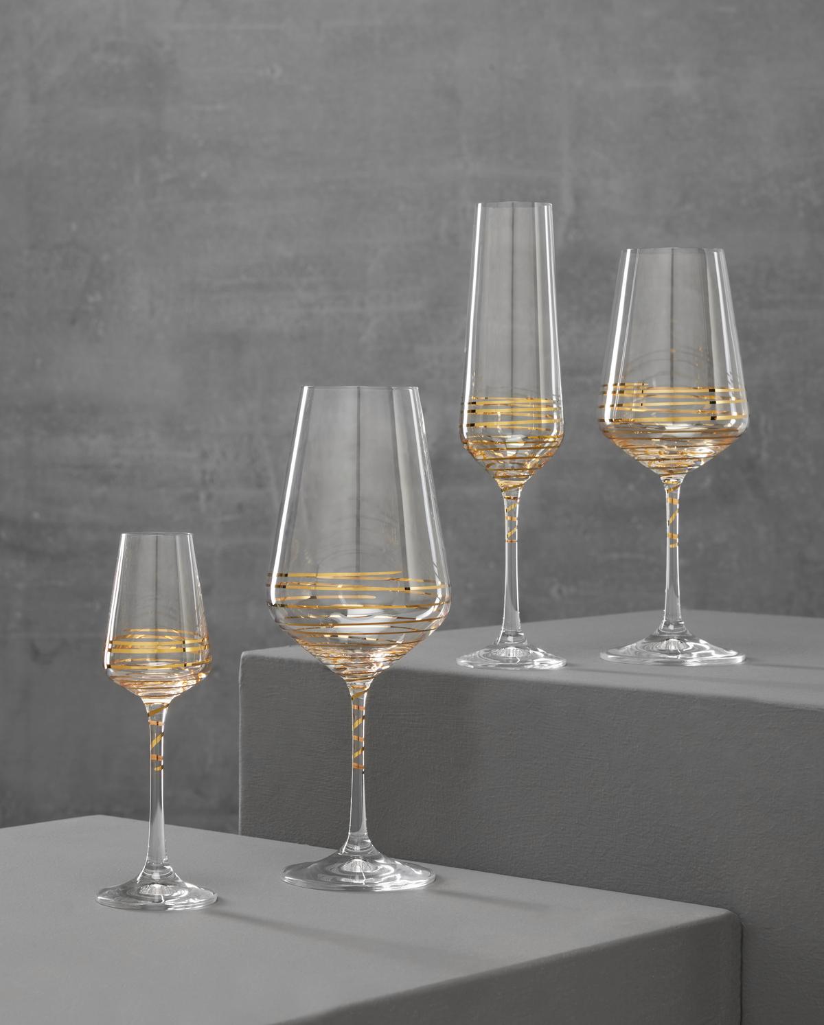 Sklenice na červené víno Elegance, ca 550ml - čiré/barvy zlata, Moderní, sklo (0,55l) - Bohemia