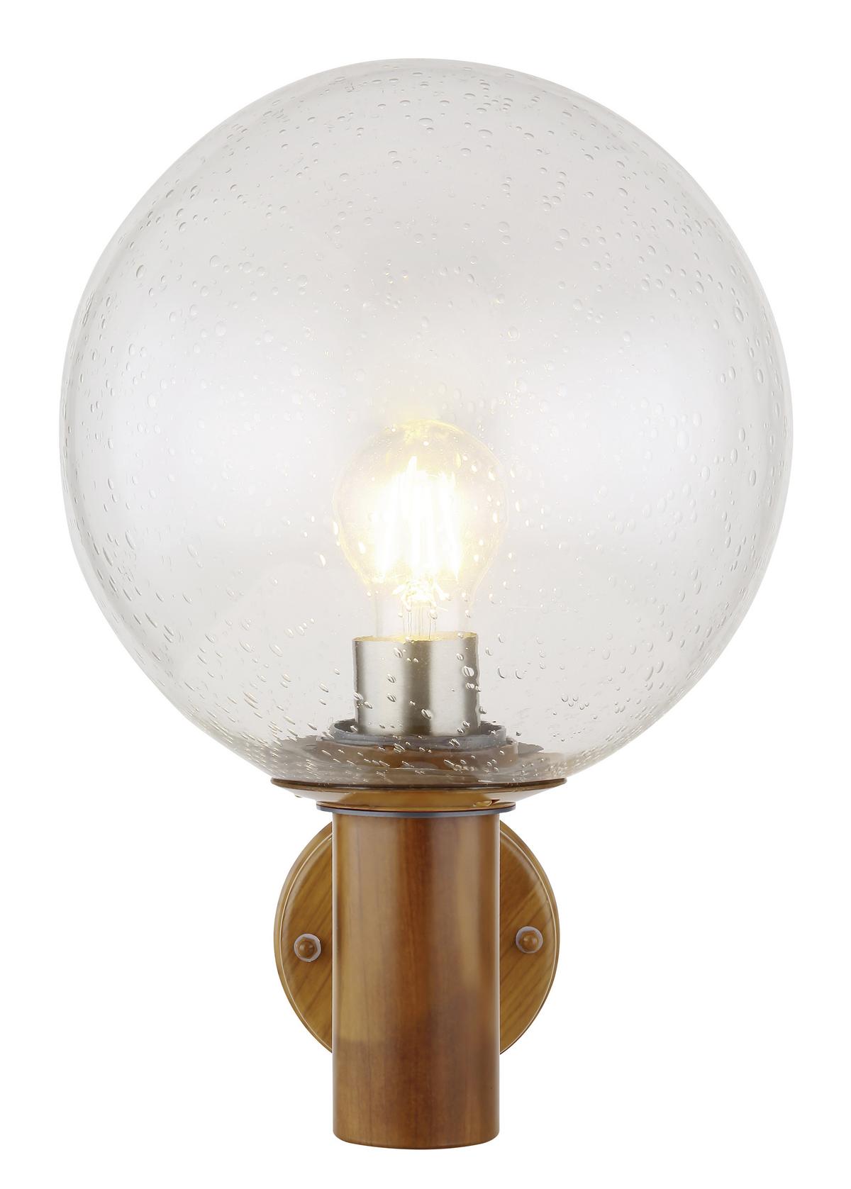 Außenleuchte 15 W Glas/Edelstahl - Klar/Braun, Basics, Glas/Metall (25/37cm) - Globo