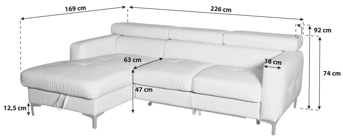 Ecksofa Sammy Hellgrau - Chromfarben/Hellgrau, Design, Textil (169/226cm) - Livetastic
