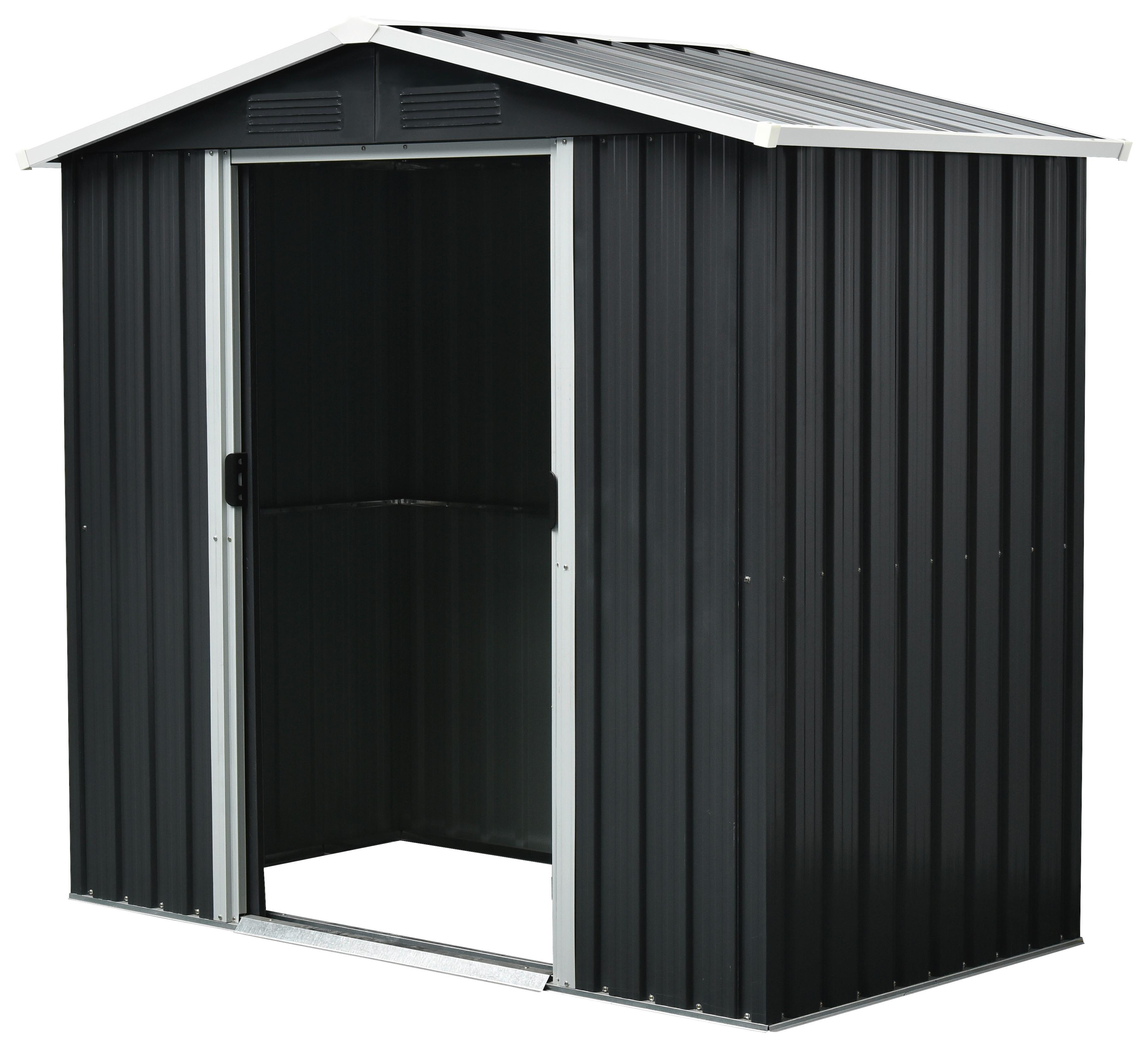 Gerätehaus Mit Satteldach Versperrbar Bxhxt 194x184x110 Cm - Anthrazit/Weiß, Basics, Metall (194/184/110cm)