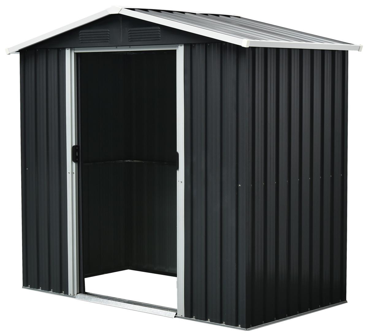 Gerätehaus Mit Satteldach Versperrbar Bxhxt 194x184x110 Cm - Anthrazit/Weiß, Basics, Metall (194/184/110cm)