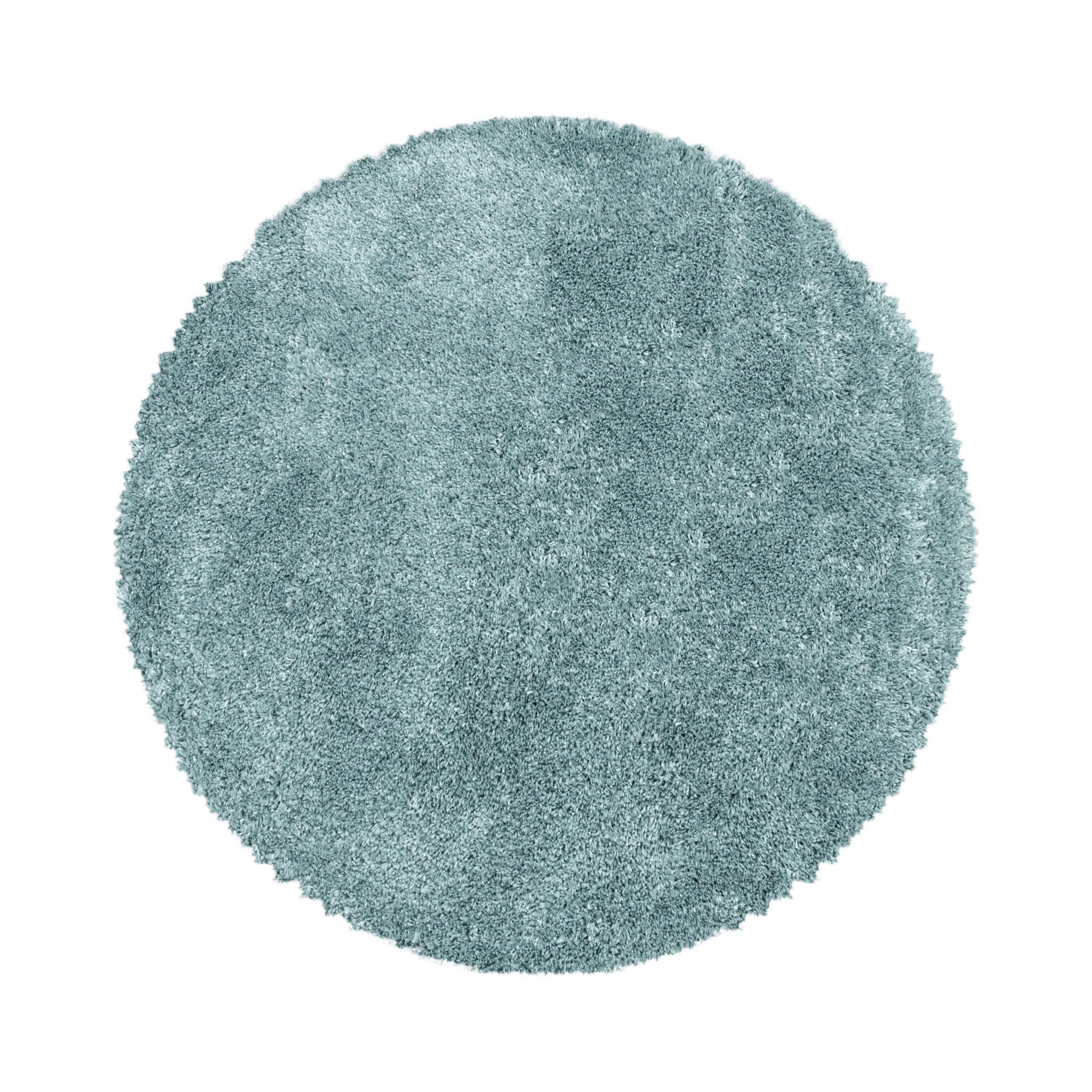 Hochflor Teppich Blau Naturfaser Fluffy Ø 120 cm - Blau, Basics, Textil (120cm)