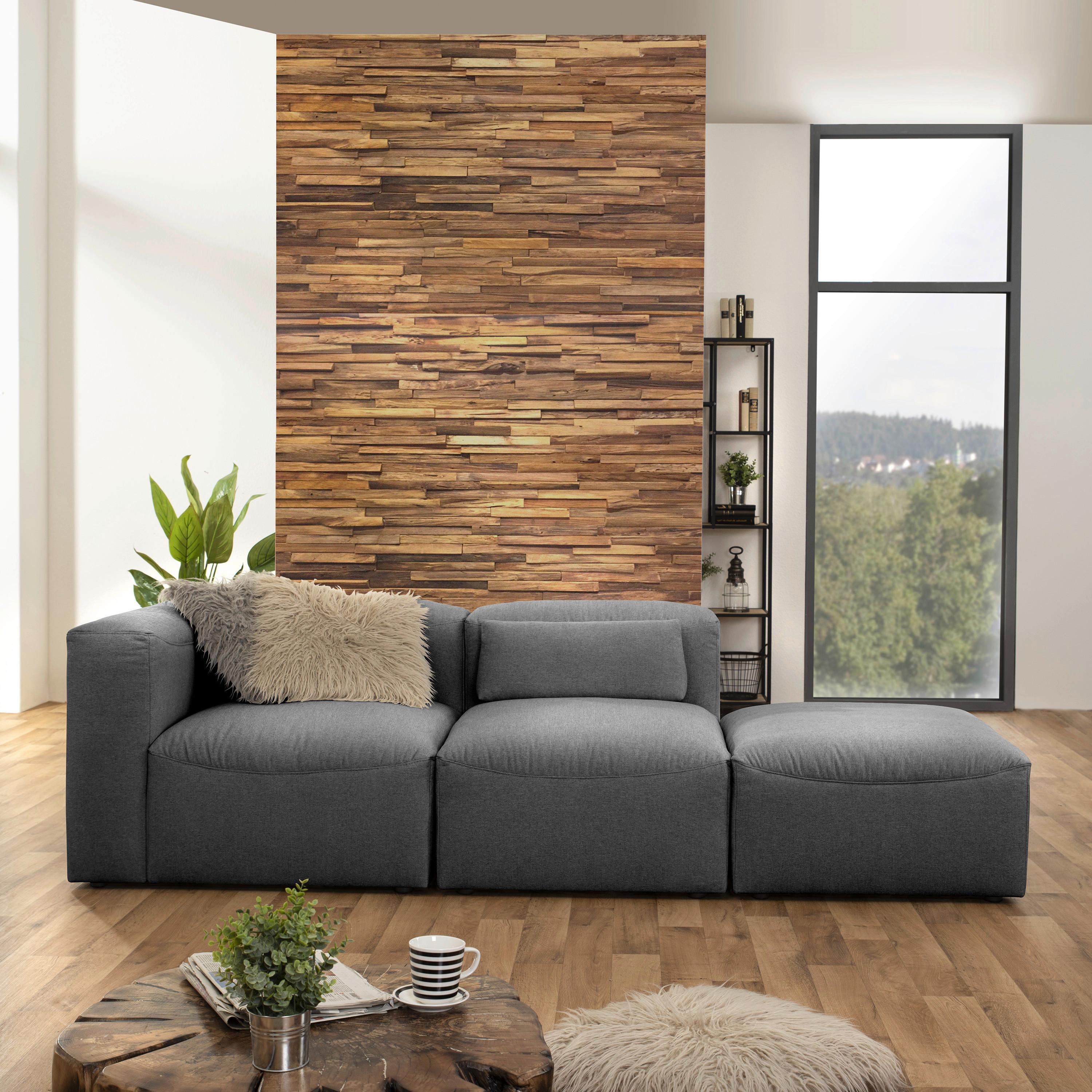 Ottomane Lena Anthrazit Mit Echtem Rücken - Anthrazit, Design, Textil (250/73/100cm) - Max Winzer