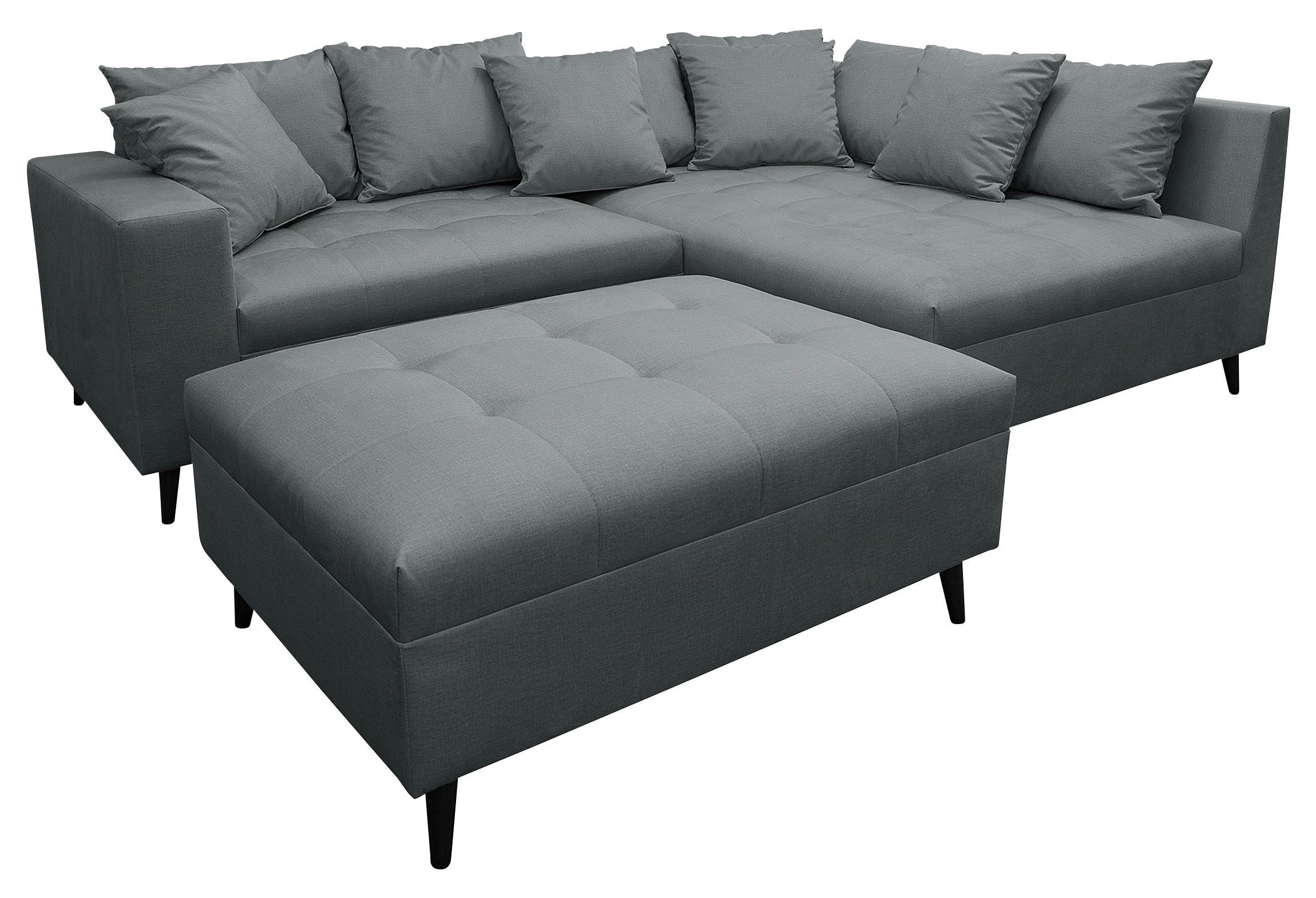 Ecksofa Pruno Dunkelgrau S: 247x174 Cm - Dunkelgrau/Schwarz, Design, Textil (247/174cm) - MID.YOU
