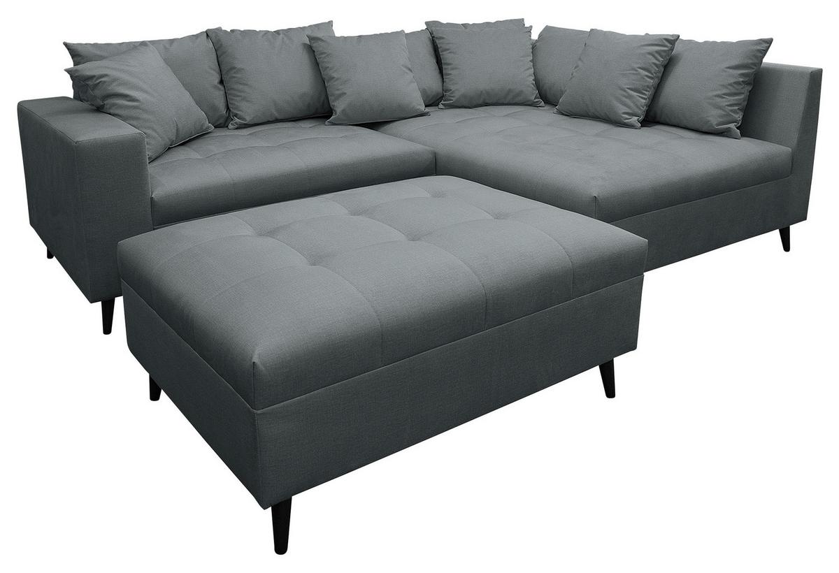 Ecksofa Pruno Dunkelgrau S: 247x174 Cm - Dunkelgrau/Schwarz, Design, Textil (247/174cm) - MID.YOU