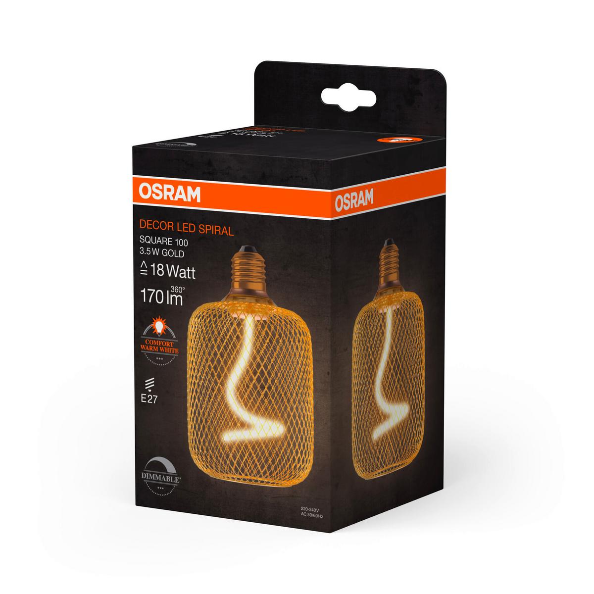 Led-filament-leuchtmittel E27, 1800k - Goldfarben, KONVENTIONELL, Metall (10/16,2cm) - Osram