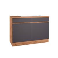 Spülenschrank Mit Spüle Turin B: 120cm Grau/Wotaneiche Dekor - Eiche Wotan/Grau, Design, Holzwerkstoff (120/86/60cm) - Held