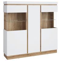 Highboard Calabria Weiß/eiche Dekor B: 166,8 Cm - Eichefarben/Weiß, Trend, Glas/Holzwerkstoff (166,8/163,5/40cm)