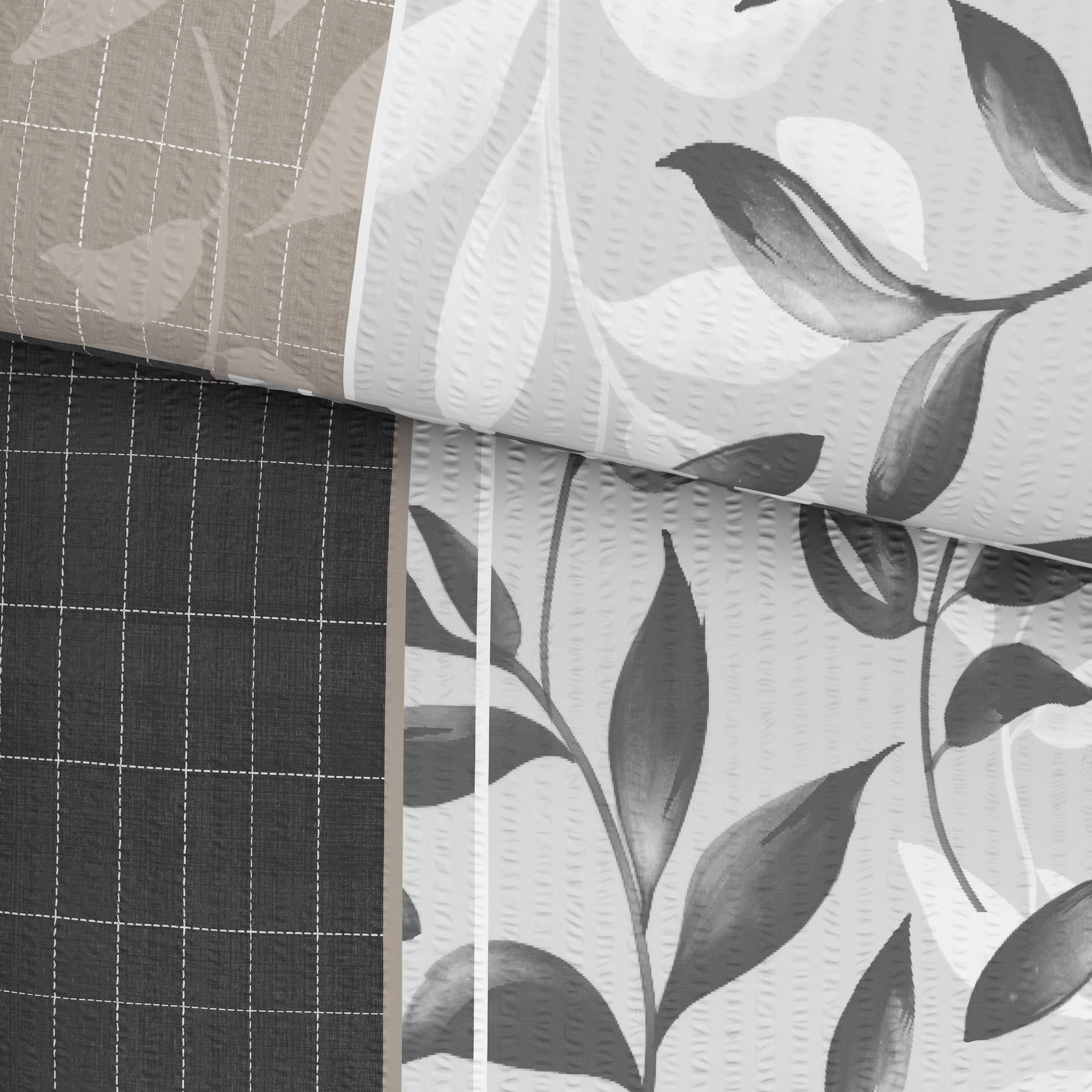 Seersucker Bettwäsche 140x200 Cm Alexa Braun Blätter - Braun, MODERN, Textil (140/200cm) - Luca Bessoni