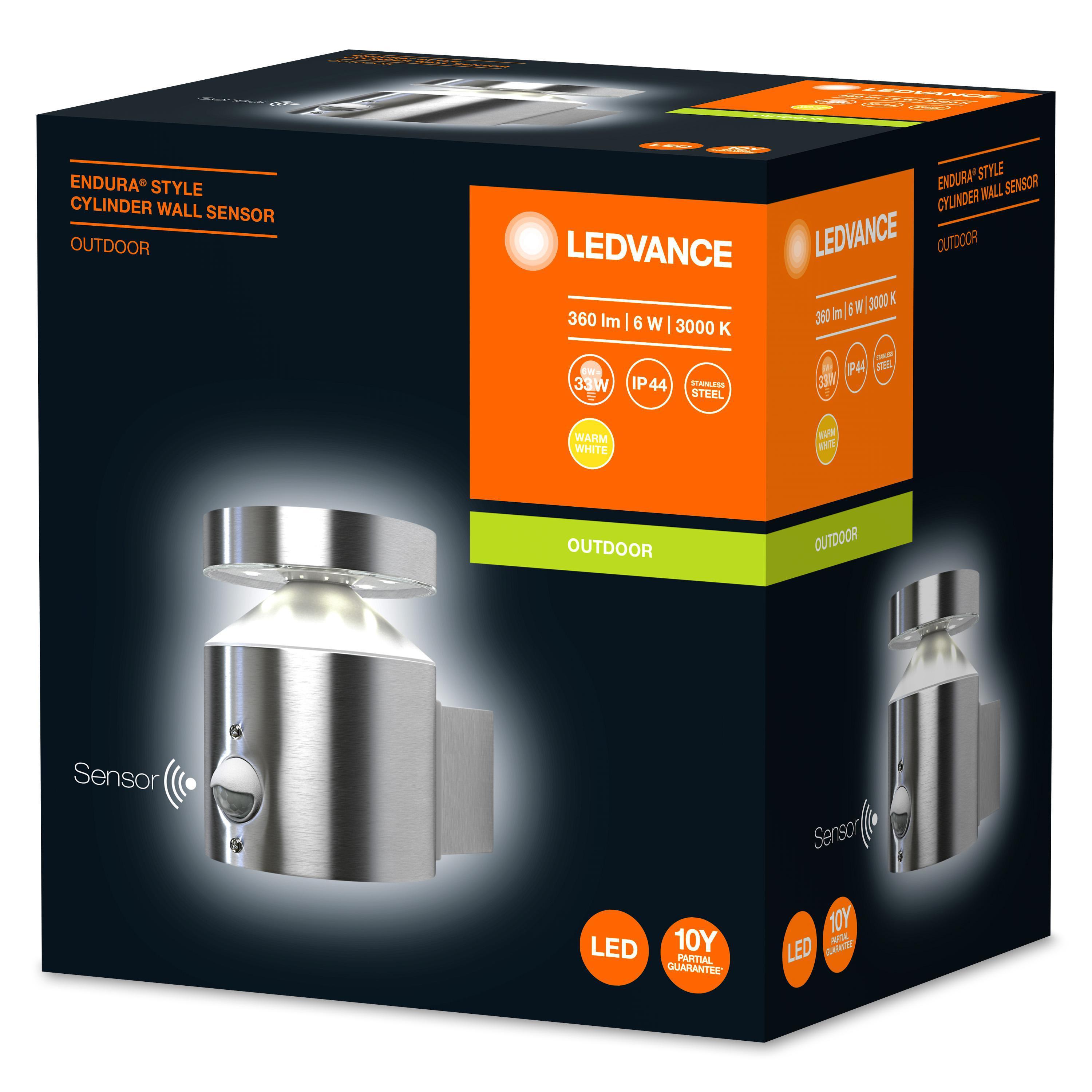 Außenleuchte Endura 6 W Edelstahl Wandmontage - Silberfarben, Basics, Kunststoff/Metall (15/10,2/13,5cm) - Ledvance