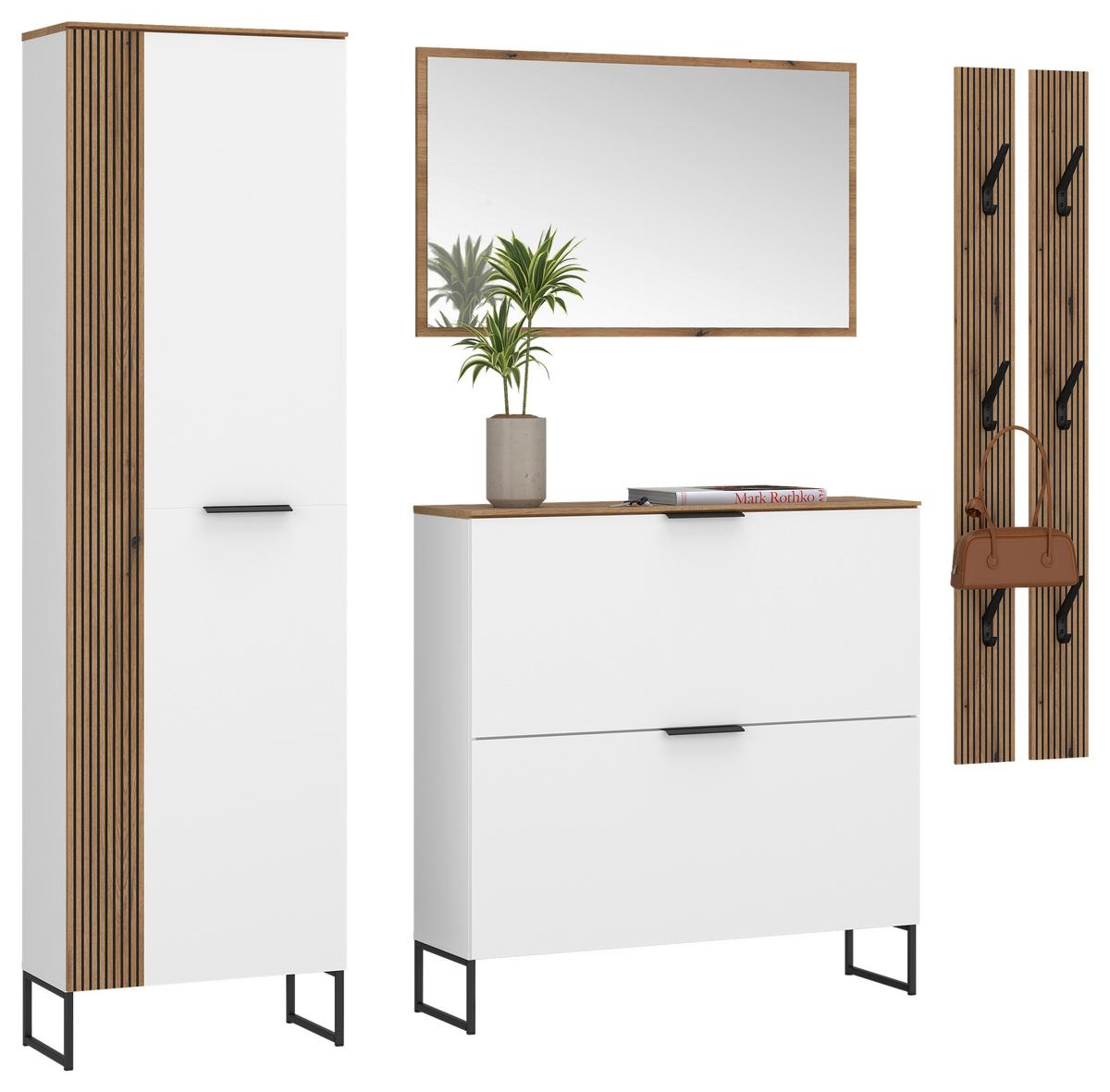 Schuhkipper Aladin Stehend & Hängend Montierbar - Eichefarben/Schwarz, MODERN, Holzwerkstoff (100/105/35cm)