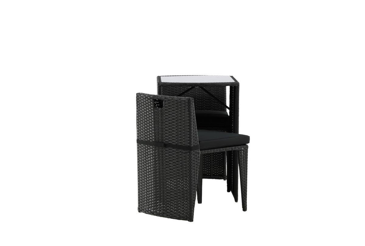 Balkonmöbel Set Savanna Metall/kunststoff Mit Kissen - Schwarz/Grau, KONVENTIONELL, Kunststoff/Textil - Gardenson