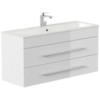 Badezimmer Portus Weiß Hg B: 100 cm - Weiß Hochglanz/Weiß, MODERN, Holzwerkstoff (100cm) - MID.YOU