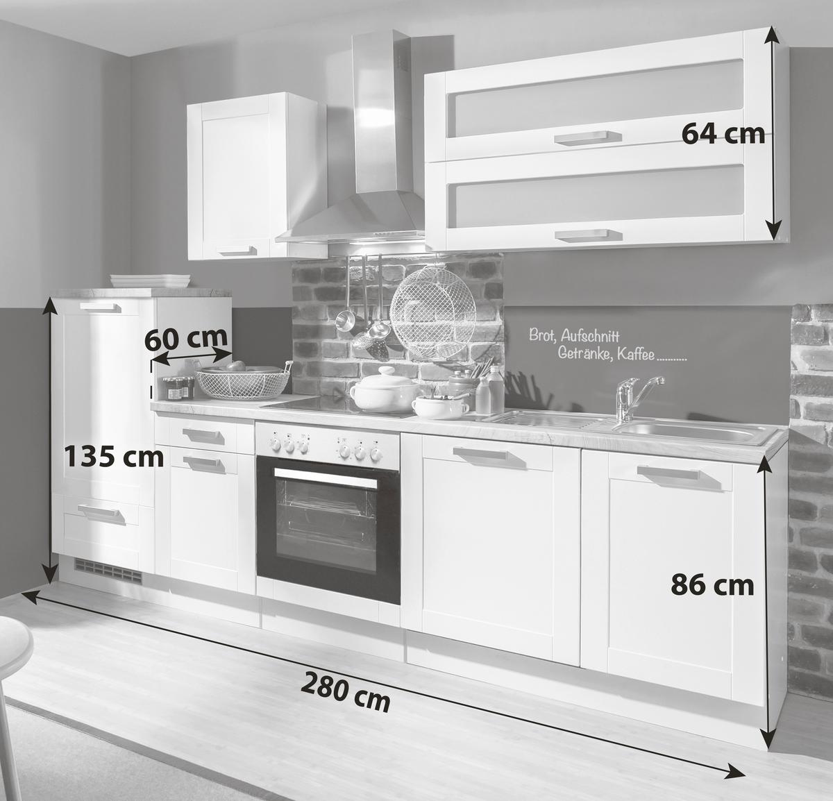 Küchenblock White-Premium - Eichefarben/Weiß, KONVENTIONELL, Holzwerkstoff (280cm) - Menke
